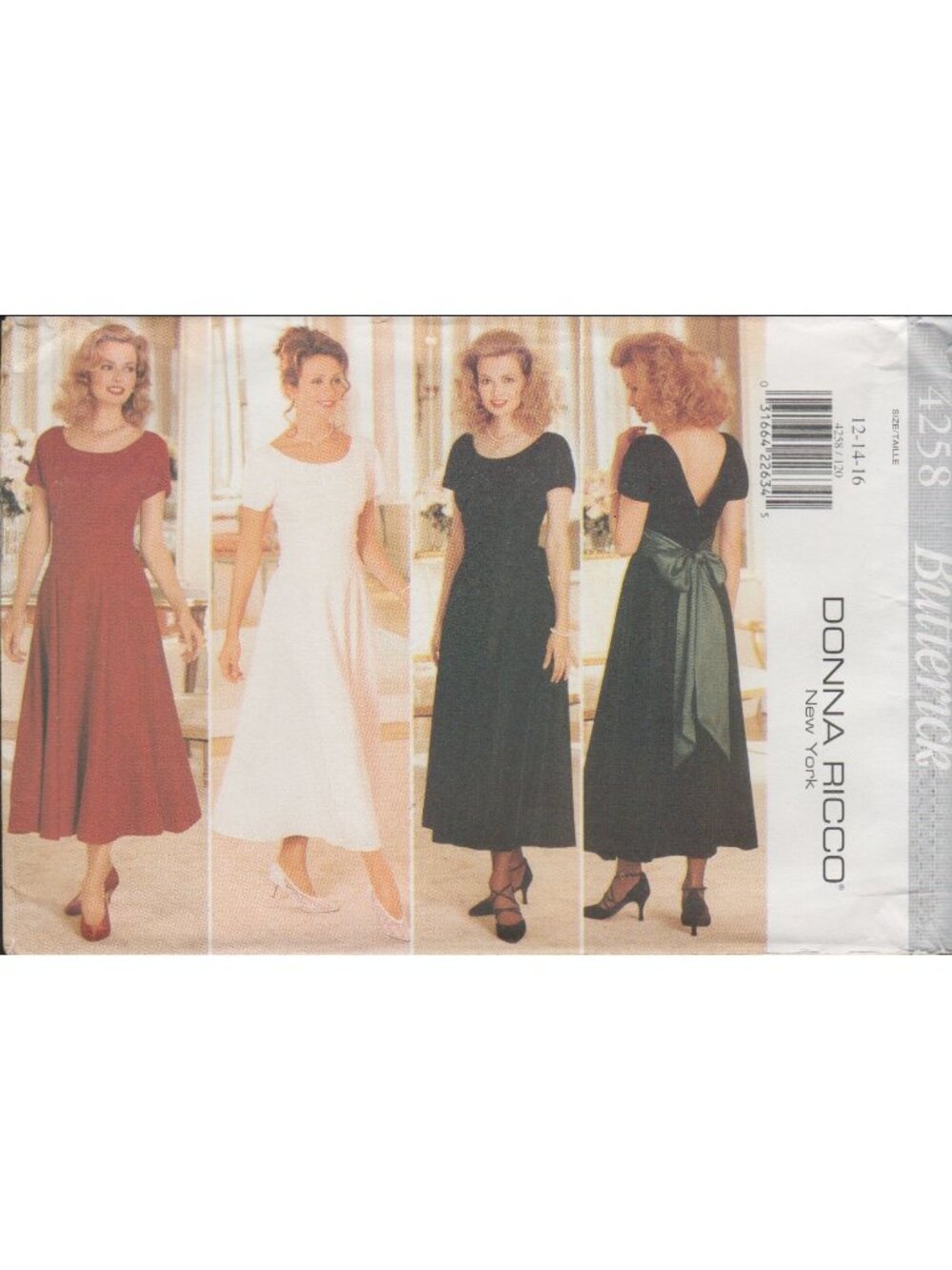 Butterick 4258 Donna Ricco Wedding Guest Bridesmaid Dress Pattern Sz 12-16 Uncut